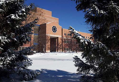 Winter Building Through Trees